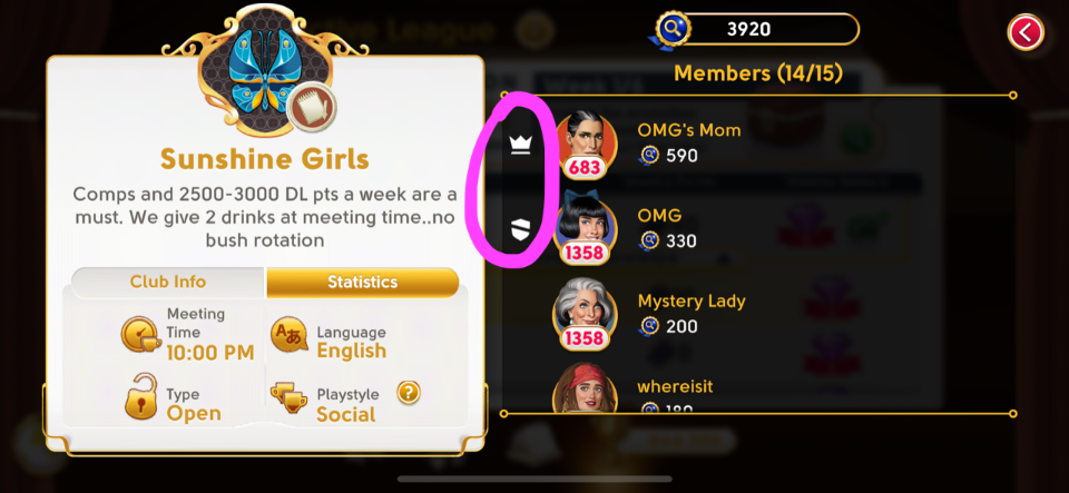 An image of a Club and its members. The icons of Crown and Shield (symbols of the President and Officer, respectively) are circled out.